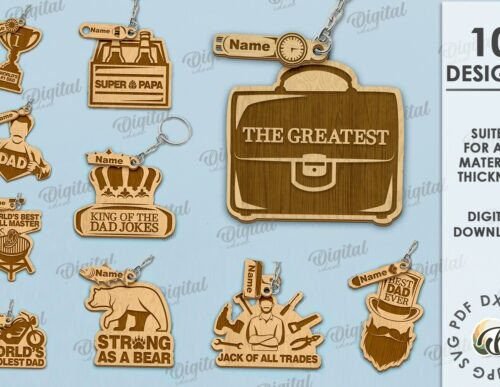 Paquete De Llaveros Para El Dia Del Padre Creativo Digital